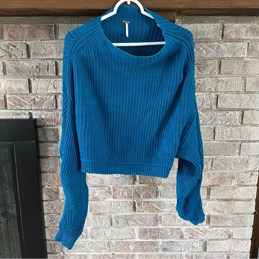 Free People Blue Mock Neck Sweater Size XS